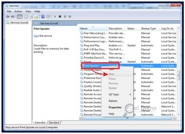Cara Restart Spooler Printer dengan Services.msc