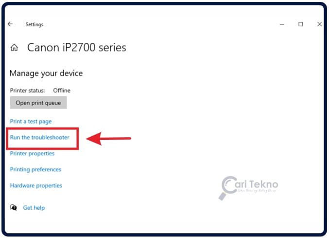 cara run troubleshooting printer