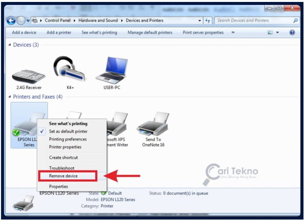 cara Menghapus device printer
