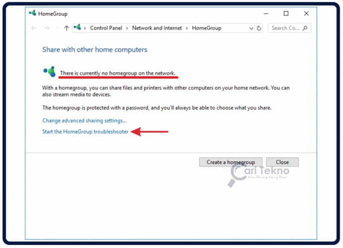 Cara Start the HomeGroup Troubleshooter