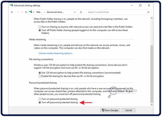 Cara Turn off Password Protected Sharing