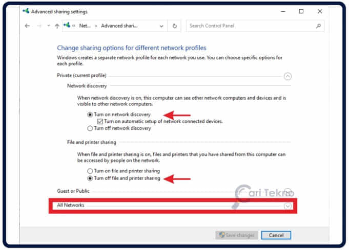 Cara Turn on File and Printer Sharing