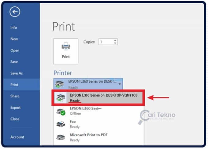 cara mengetahui printer ready di Microsoft Word