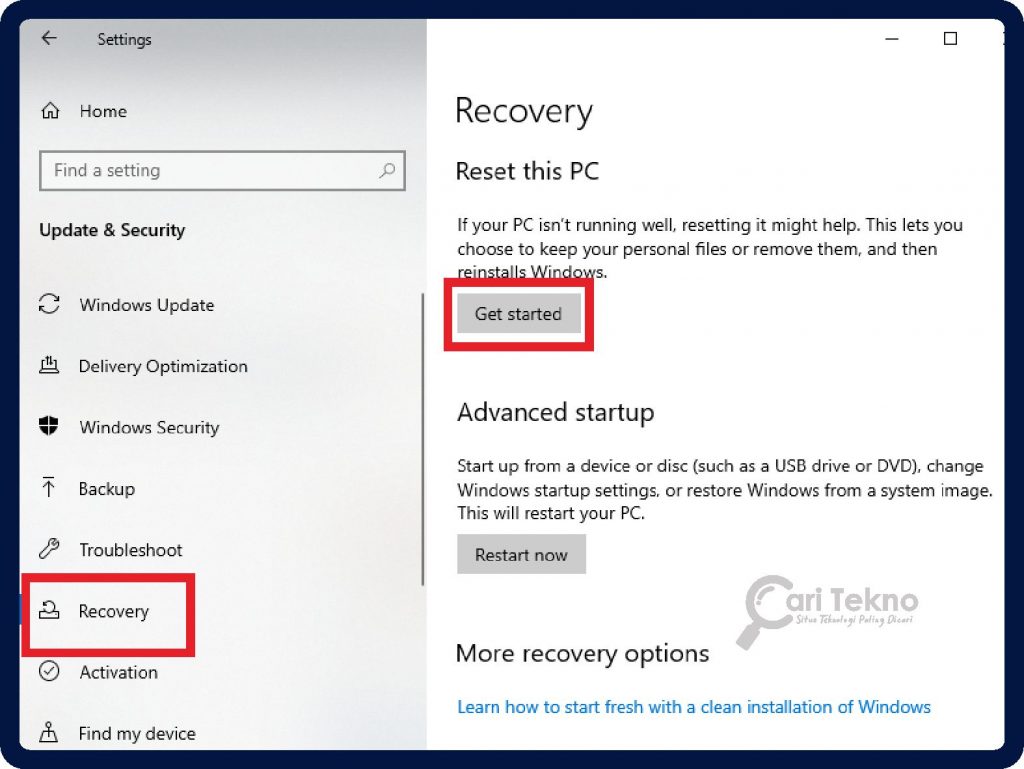 recovery windows 10