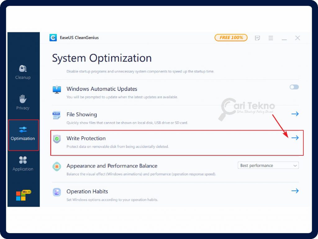 disable write protection with easeus cleangenius