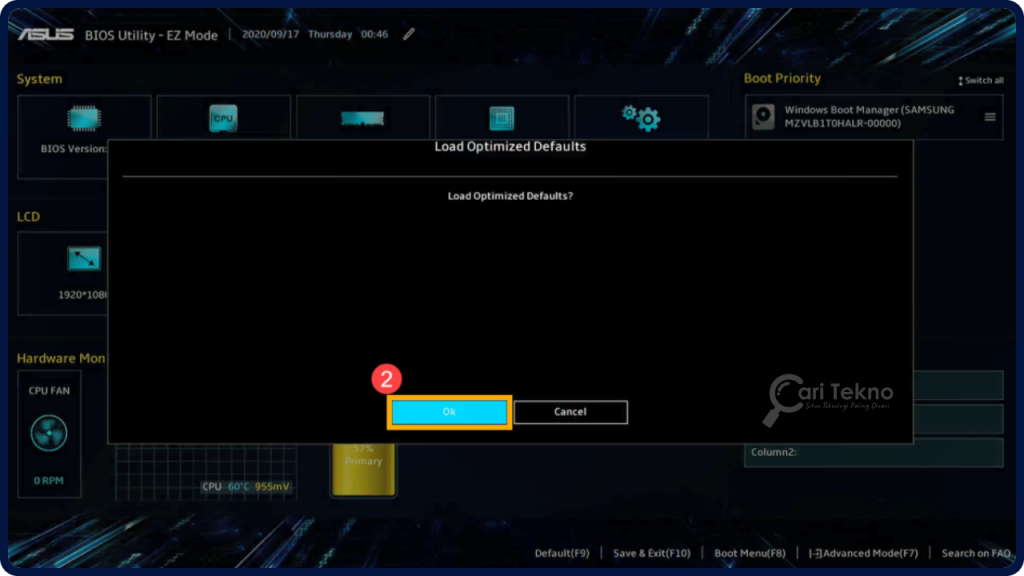 bios uefi load optimized defaults