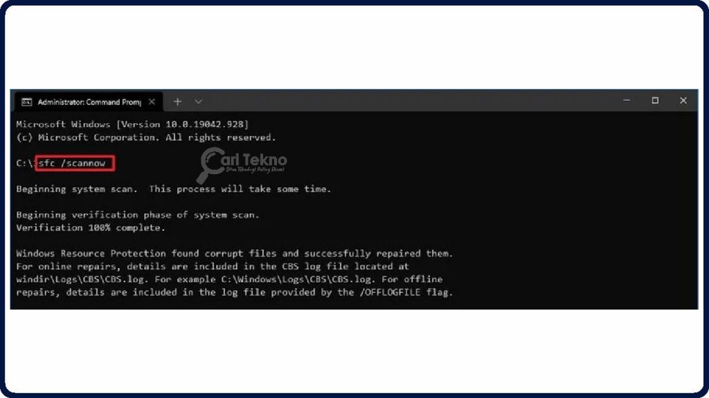 command prompt sfc atau system file checker