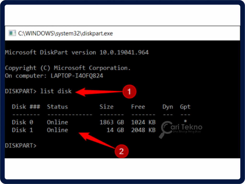 list disk command prompt