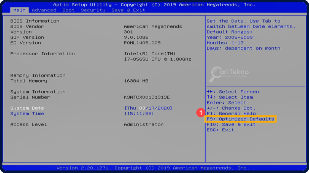 bios legacy optimized defaults