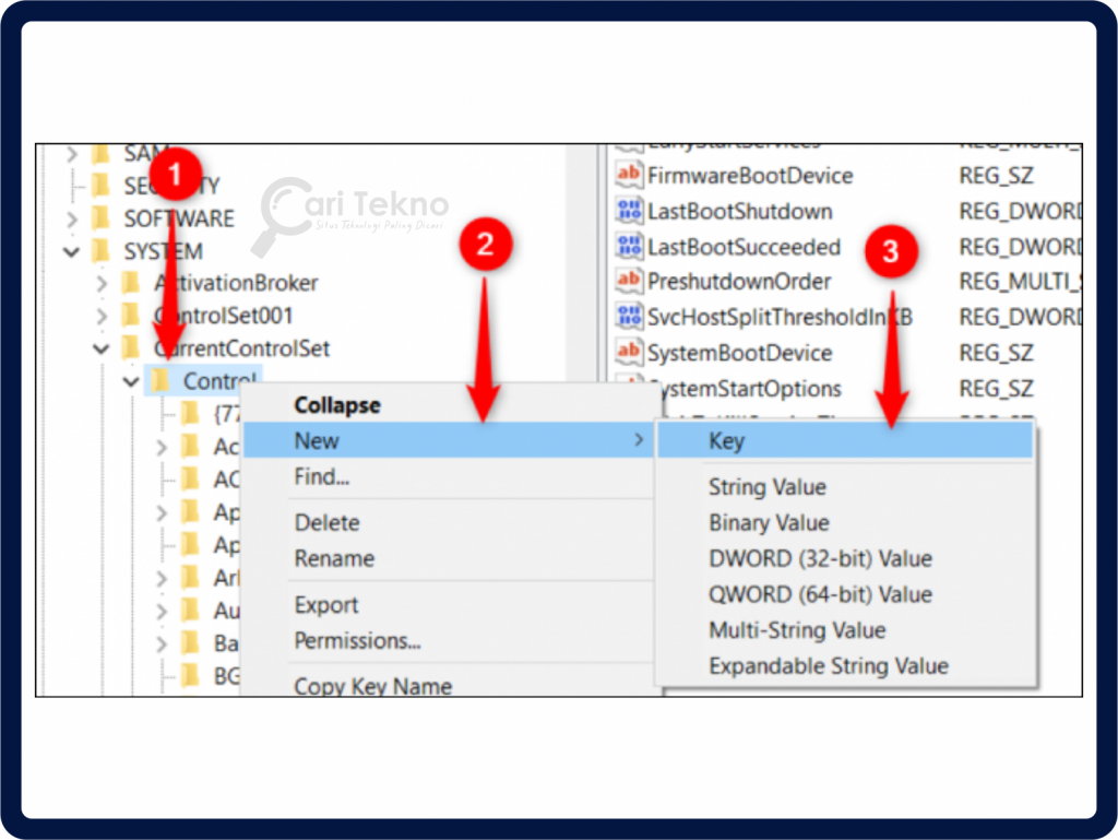 registry editor control folder