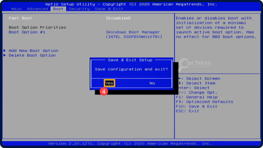 bios legacy save and exit setup