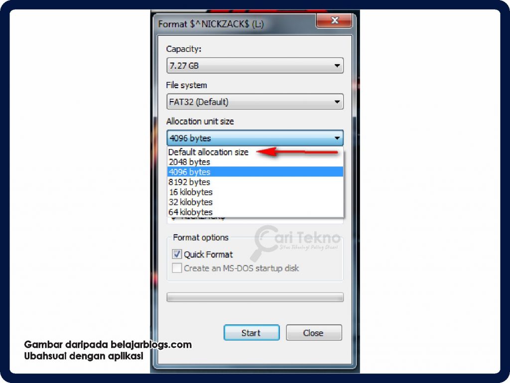 cara format pendrive