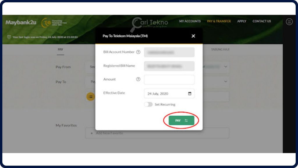 tekan bayar melalui maybank2u