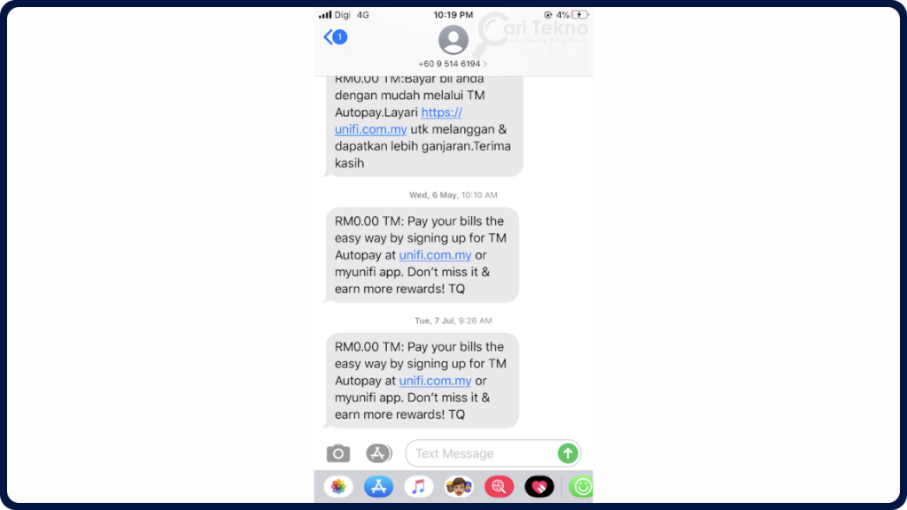 cara bayar tagihan tm unifi streamyx via sms