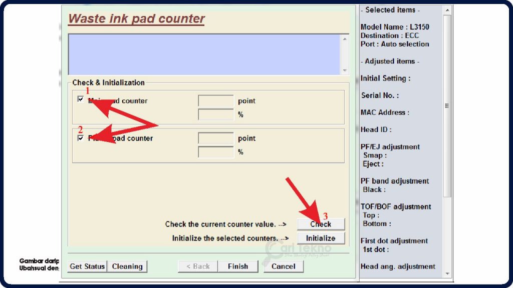 klik butang check pada check the counter value