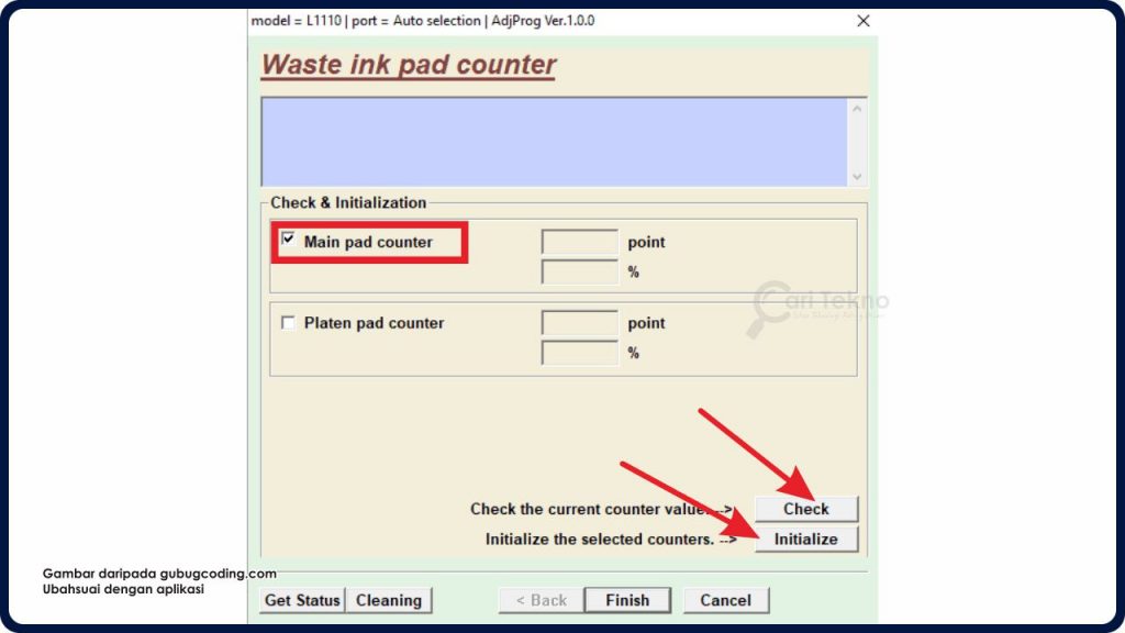 klik kotak kecil di sebelah main pad counter untuk mengaktifkan tanda semak.