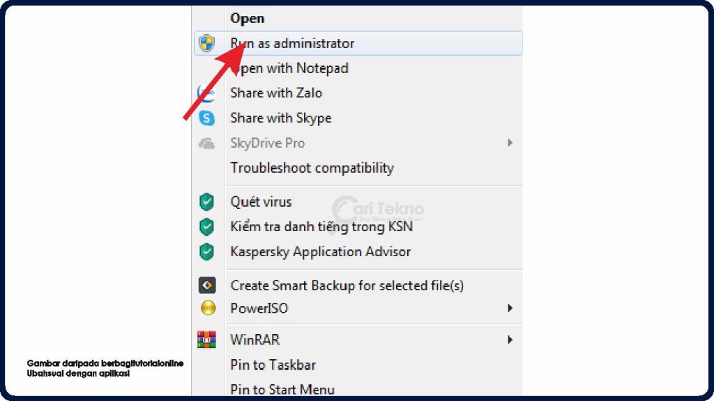 pilih run as administrator