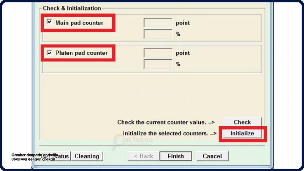 semak bahagian main pad counter