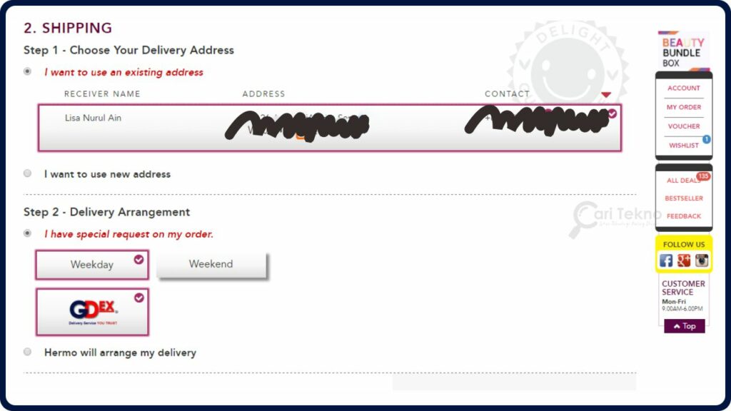 masukkan identiti anda seperti nama, alamat dan contact number