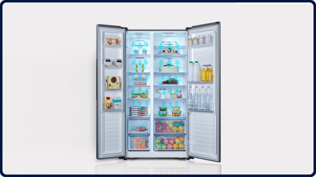 jenama peti ais 2 pintu terbaik hisense side by side silver 620l fridge (rs666n4acn)