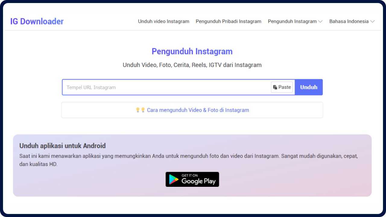 cara muat turun video di instagram dengan igdownloader