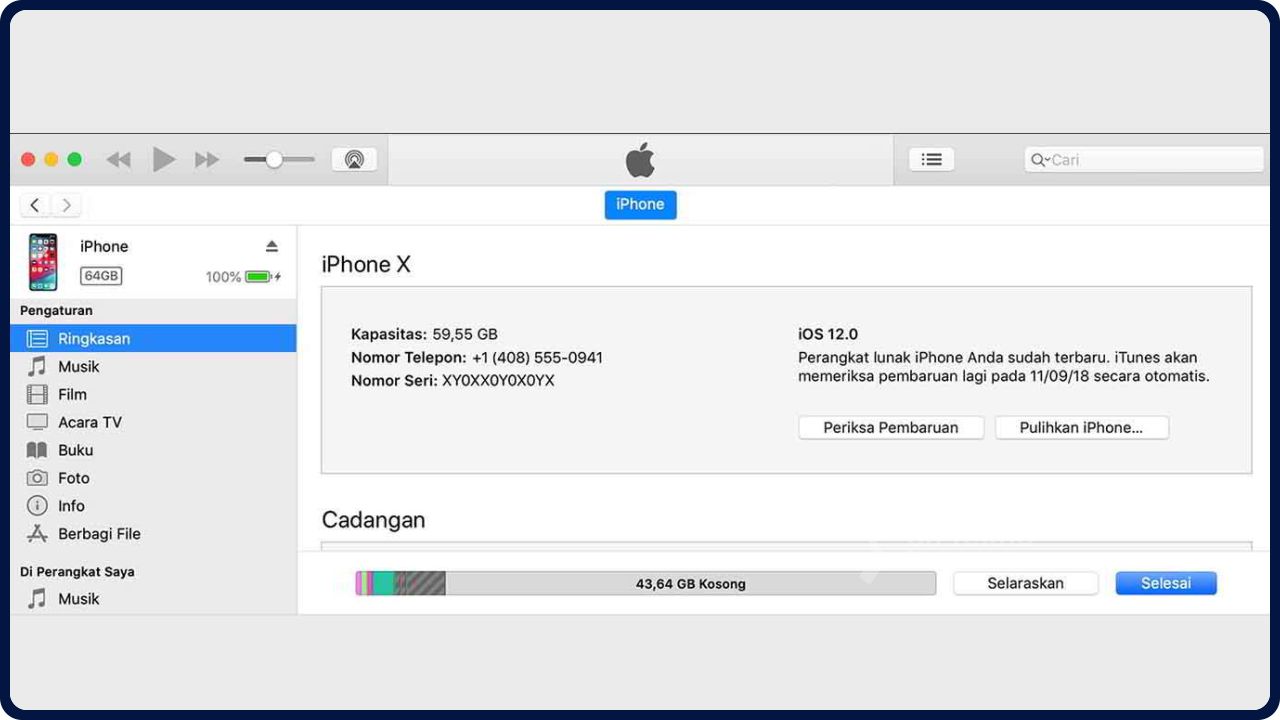 semak iphone imei melalui itunes